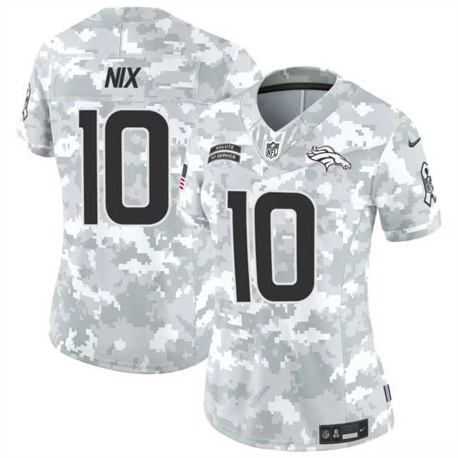 Women%27s Denver Broncos #10 Bo Nix 2024 F.U.S.E Arctic Camo Salute To Service Limited Stitched Jersey Dzhi->denver broncos->NFL Jersey